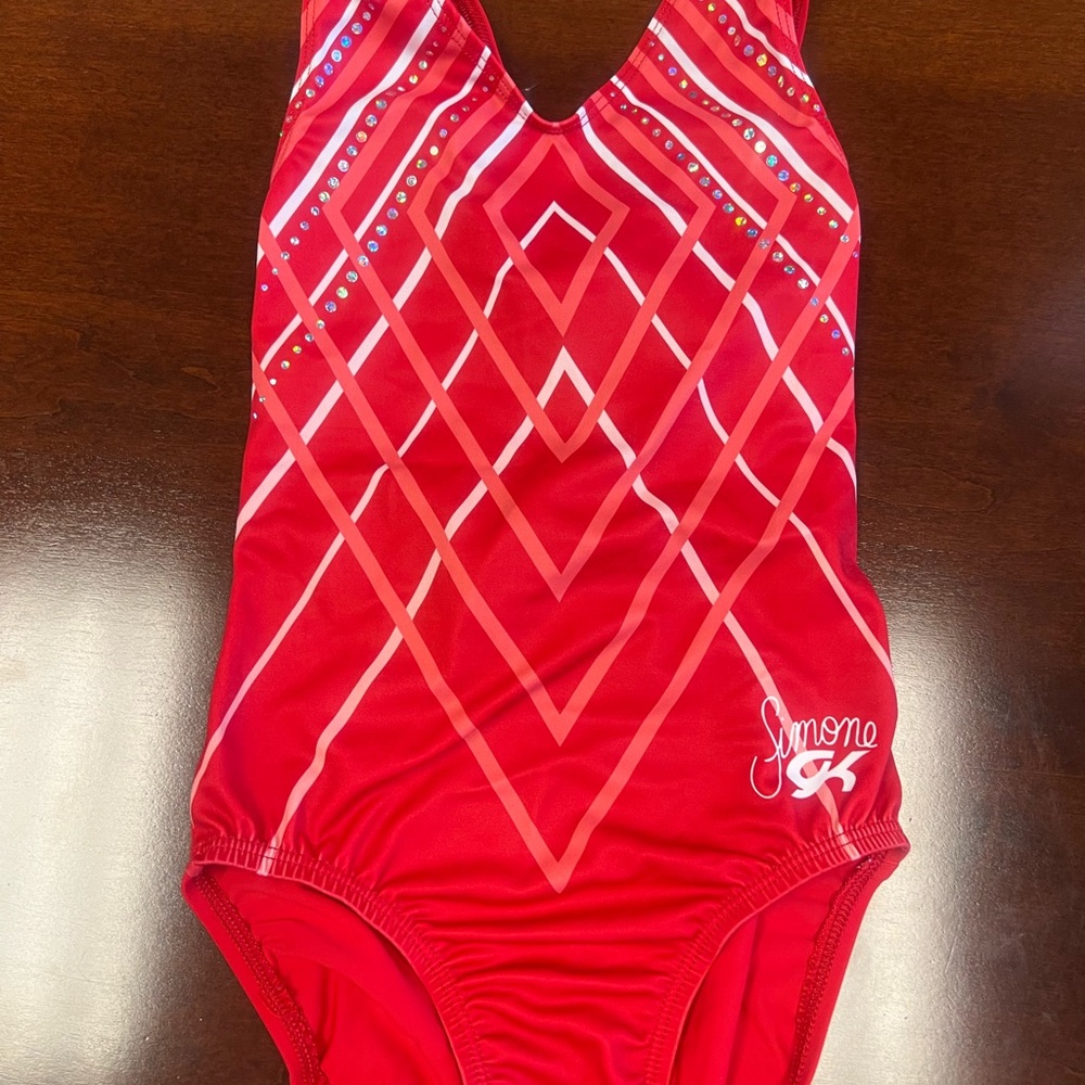 GK Simone Bold Red Gymnastics Leotard
